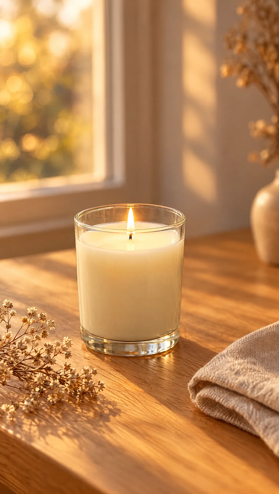 The same candle as a warm product ad, ready to post.